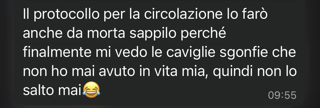 Screenshot di un messaggio di una cliente su Leggera Flow (1)