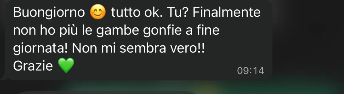 Screenshot di un messaggio di una cliente su Leggera Flow (3)