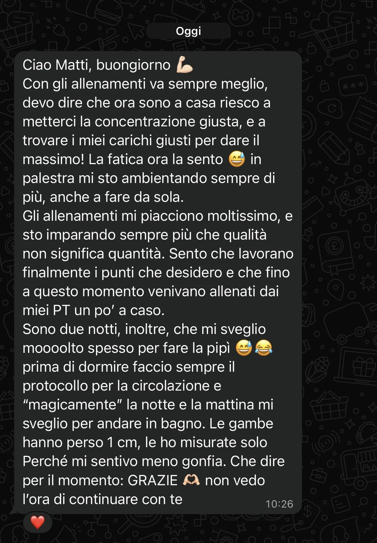 Screenshot di un messaggio di una cliente su Leggera Flow (11)