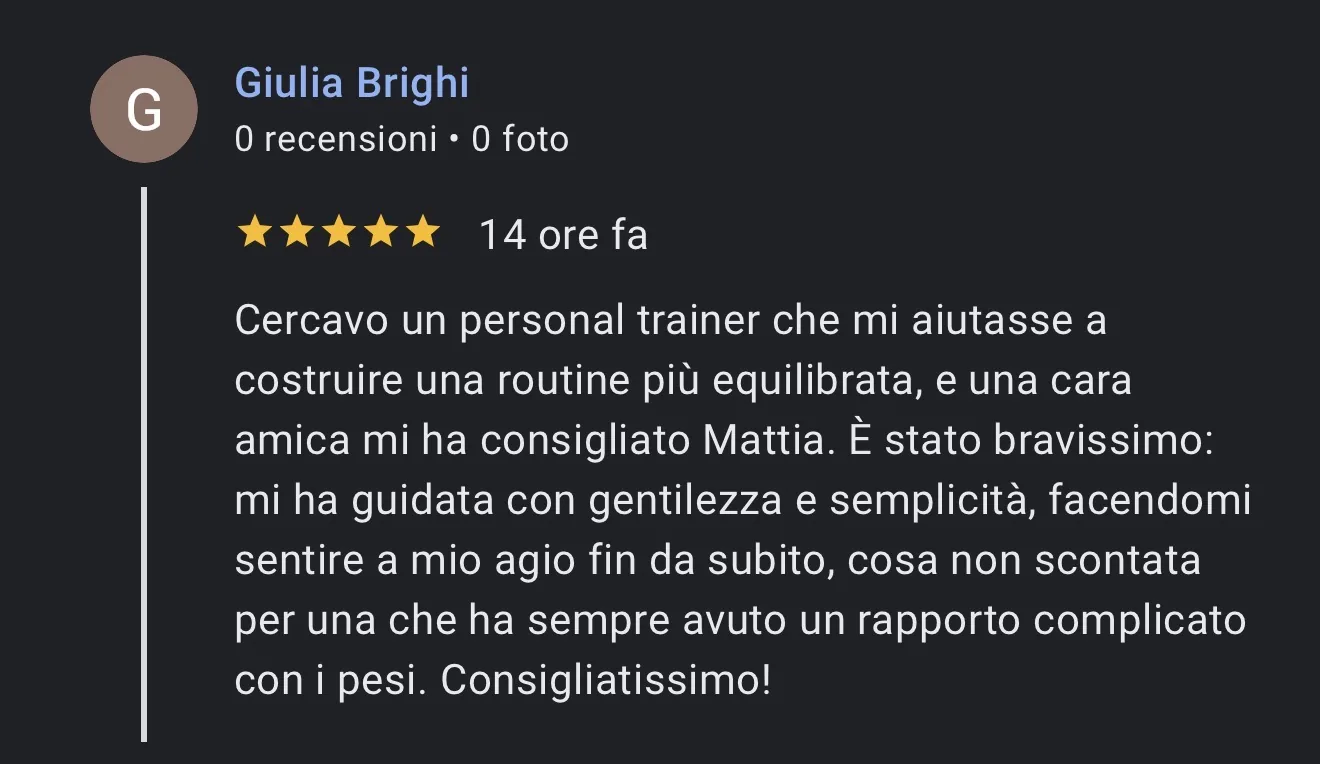 Recensione Google di una cliente di Leggera Flow (4)