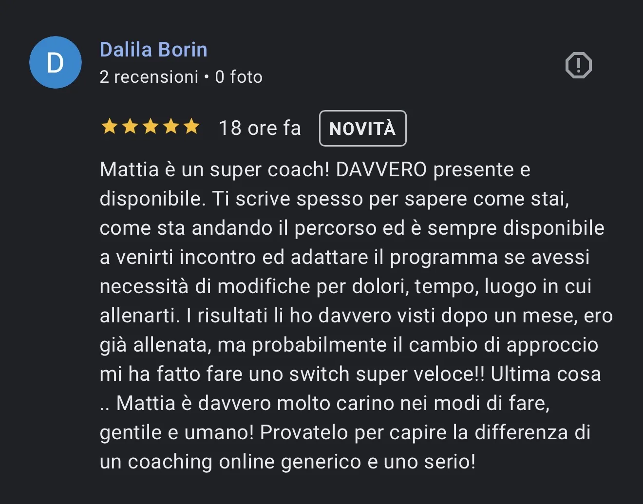 Recensione Google di una cliente di Leggera Flow (7)